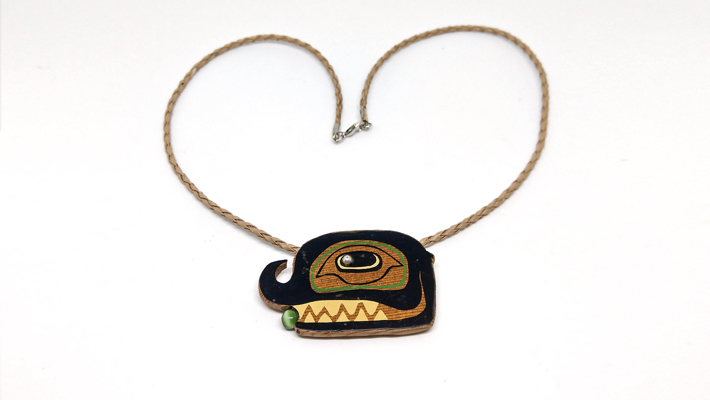 151 Corona frißt Anhänger, Holz handgemalt Perle Stein