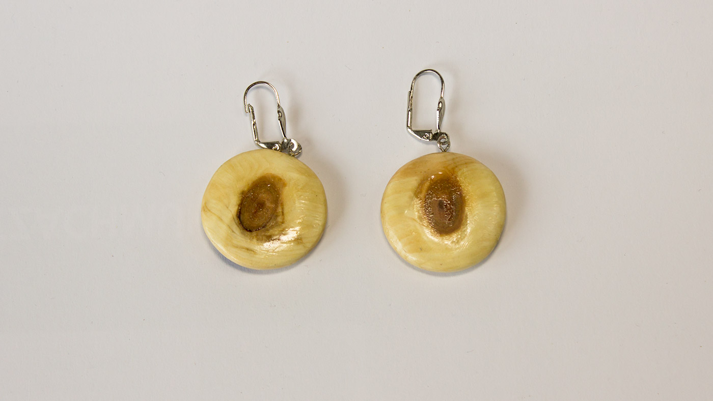 Ohrringe, Zirbenholz Ast