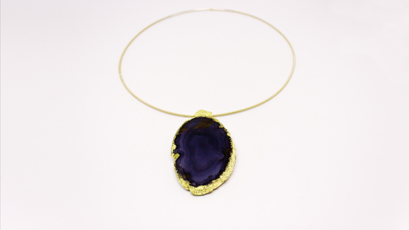 140 Blauer Spiegel Anhänger, Olive Achat Blattgold